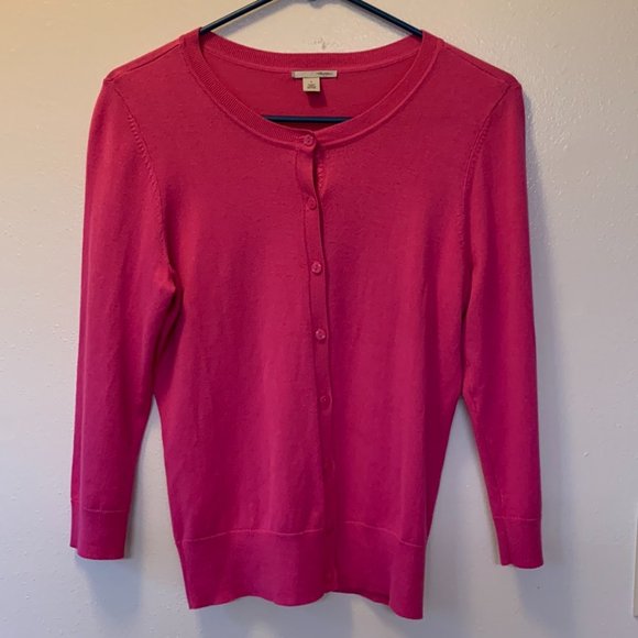Halogen Barbie Hot Pink Long Sleeve Button Down Soft Sweater Cardigan Size S - Picture 2 of 13